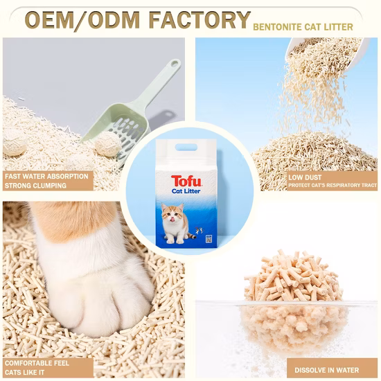 Preço do fabricante Ecológico natural, lavável e de aglomeração rápida, tofu para gatos, produto para gatos